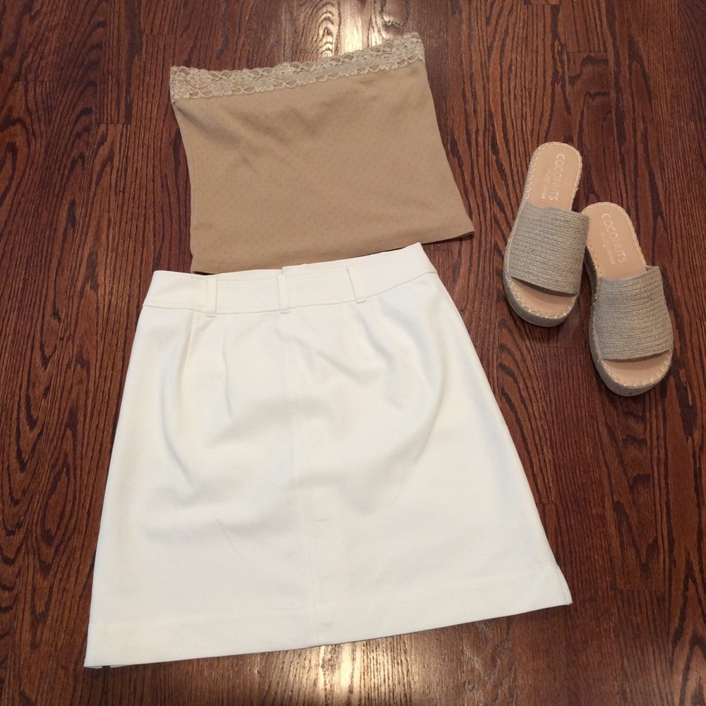 Loft white button down skirt Sz 6p - Picture 2 of 8